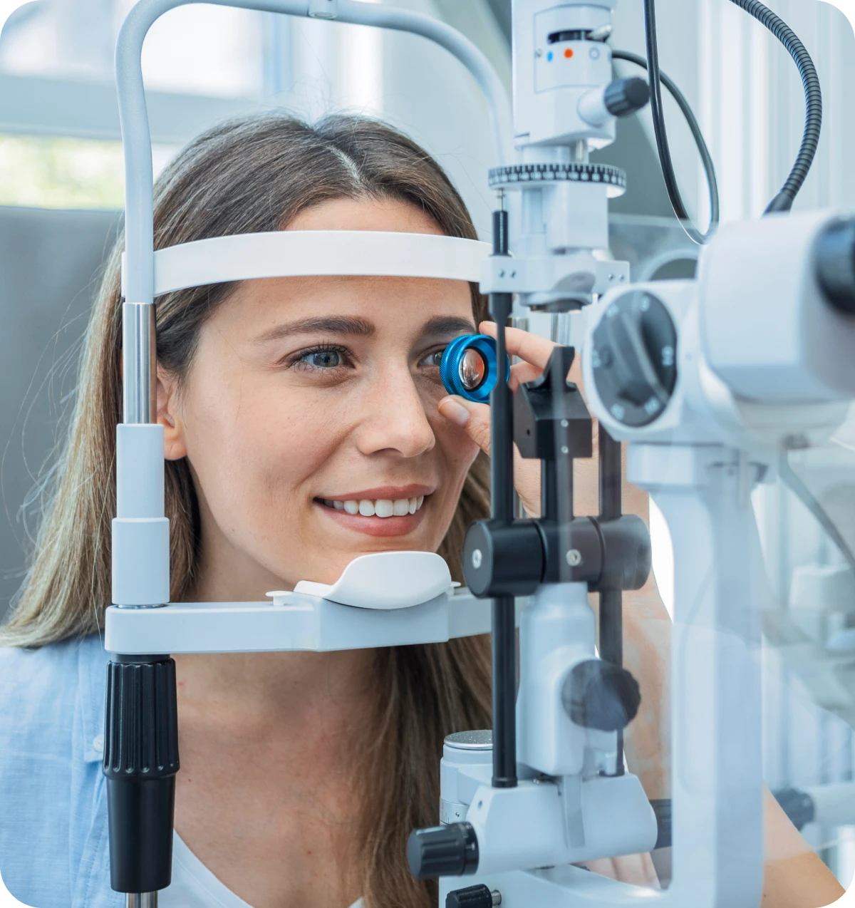 Woman undergoing eye examination